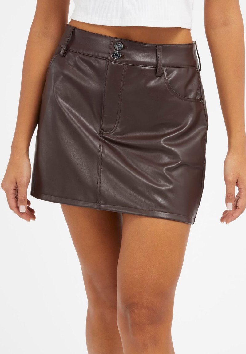 Minijupe Marron à Cordon New Look Taille 8, En Coton - Occasion Très Bon état