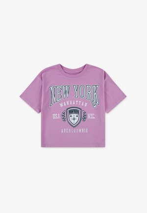 Abercrombie & Fitch CREST BOXY TEE - T-Shirt print - begonia pink