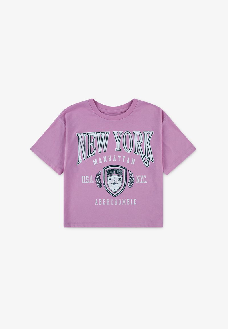 Abercrombie & Fitch CREST BOXY TEE - T-Shirt print - begonia pink