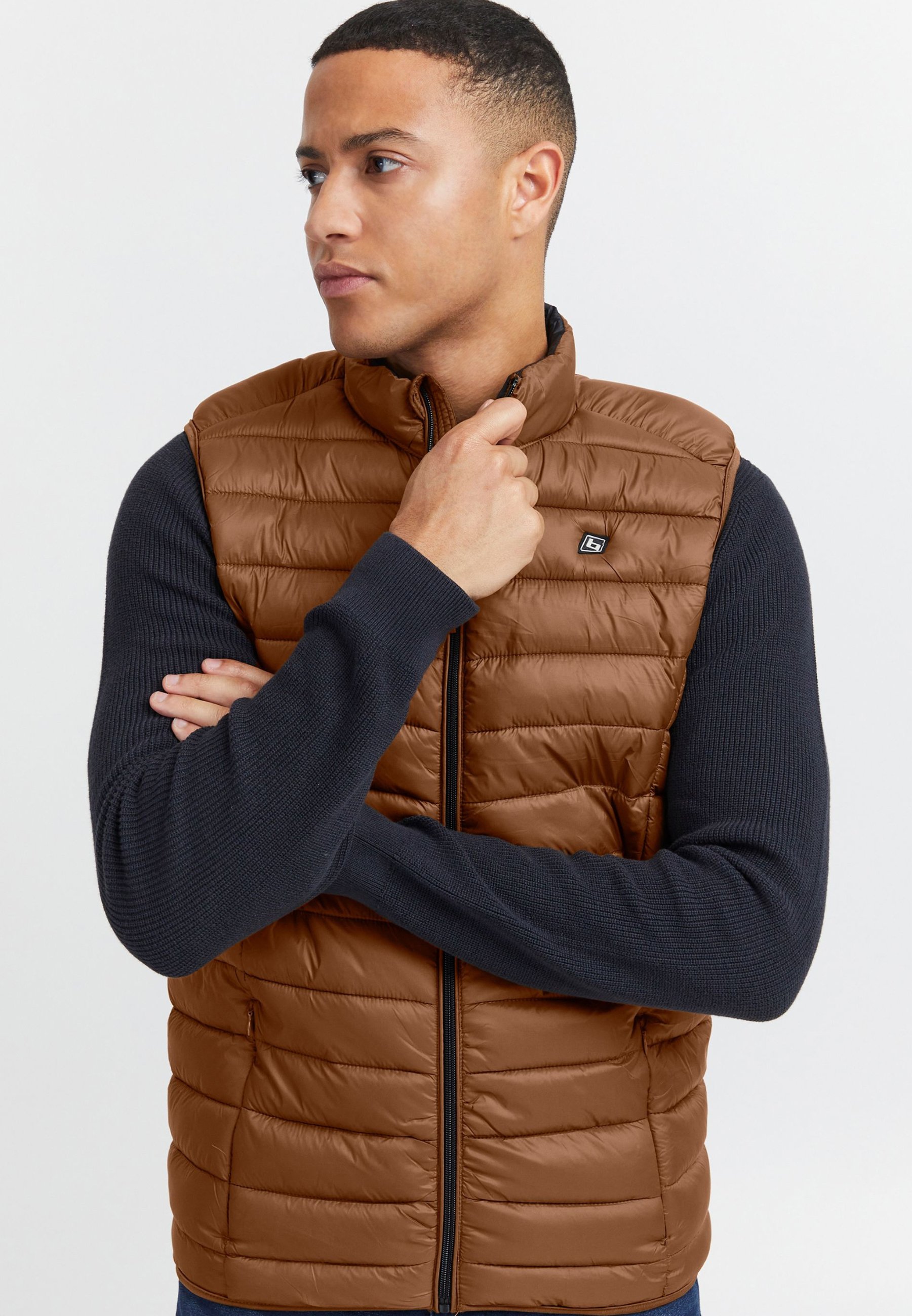 Gilet Matelassé Brillant Homme Avec Capuche - Sans Manches, Poches Zippées - Chaud, Coupe-vent - Pour Hiver, Décontracté - 7
