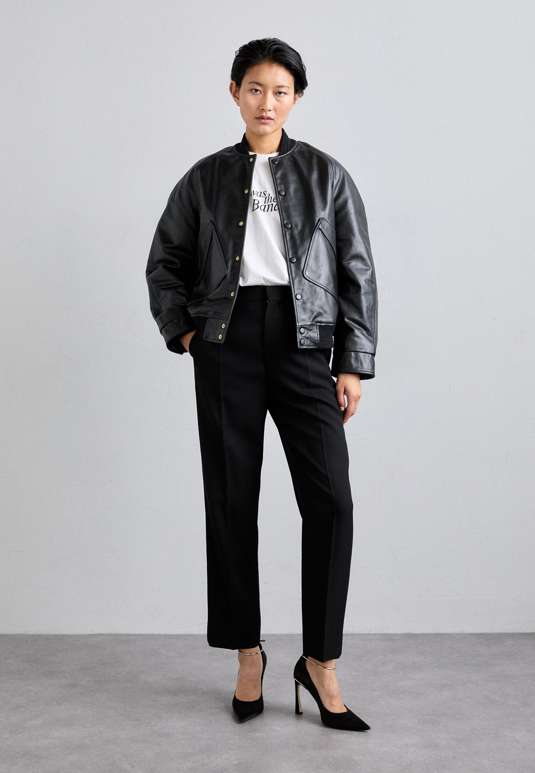 Victoria Beckham VARSITY JACKET - Leather jacket - black