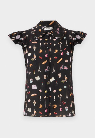 Alice + Olivia MARTEL FLUTTER BLOUSE - Skjortebluse - black