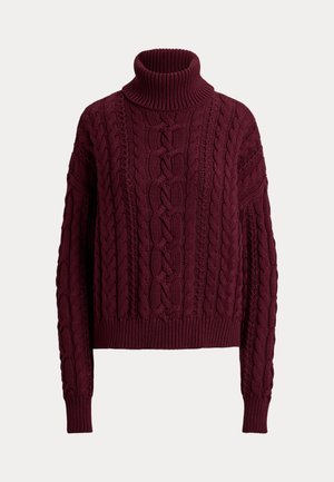 Lauren Ralph Lauren, CABLE-KNIT COTTON TURTLENECK SWEATER - Пуловер - dark garnet