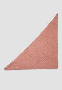 Roze vilten driehoekige mat met een gestructureerd oppervlak en een schuine vorm. Heeft een gladde rand en een lichte glans, met een afmeting van ongeveer 1 meter aan elke kant.
