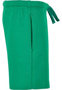Grønne shorts i bomullsblanding med elastisk midjebånd, justerbar snor, og to sidelommer, med en glatt tekstur og knelengde.