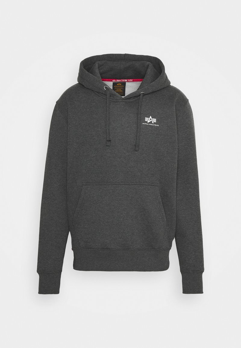 Alpha Industries SMALL LOGO - Jersey con capucha - charcoal heather/white
