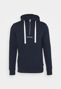 Tmavě modrá mikina na zip s kapsou kangaroo, bílými šňůrkami a p�ředním logem. Vyrobena z měkkého materiálu, obsahuje žebrované manžety a lem.