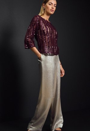 Next SEQUIN SHEER FLUFFY QUATER SLEEVE REGULAR FIT - Blūze - red burgundy