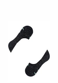 Calcetines bajos negros con una tela texturizada y destellos plateados, diseñados para un ajuste discreto, sin costuras ni patrones visibles.