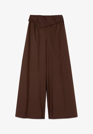 Oltre, PANTALONI WIDE LEG CON BASCHINA IN VITA - Housut - marrone