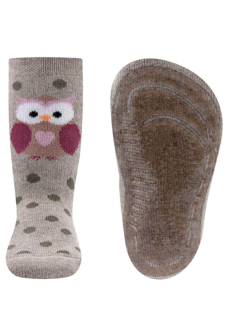 Ewers STOPPER EULE Socken dunkel beige meliert/braun