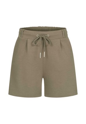 Khaki shorts lavet af blødt stof med elastisk talje, justerbar snor og detaljer med frontfolder. Enkelt og funktionelt design.
