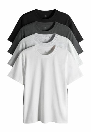Next, LIGHTWEIGHT SHORT SLEEVE T-SHIRTS 4 PACK - T-shirts basic - grey white