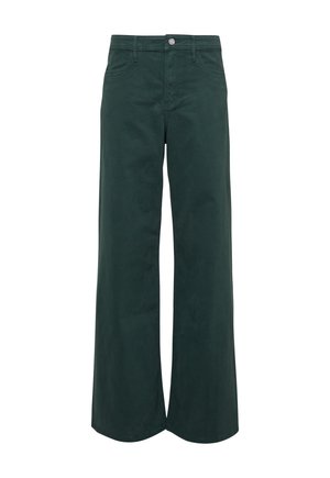 Groene wijde broek van katoen. Voorzien van een frontsluiting met knoop, vier zakken en een zachte textuur. Ontworpen voor een relaxte pasvorm.