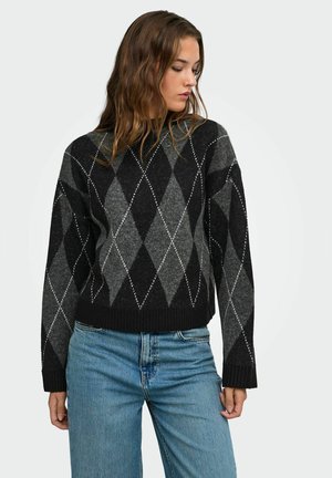ONLY, ONLRHOMBUS HARLEQUIN PULLOVER KNT NOOS - Pullover - black