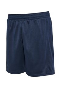 Shorts de sport bleu marine avec taille élastique et coupe ample, conçus pour le sport ou un usage décontracté.
