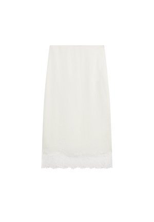 Massimo Dutti, FLOWING MIDI SKIRT WITH LACE DETAIL - Bleistiftrock - white