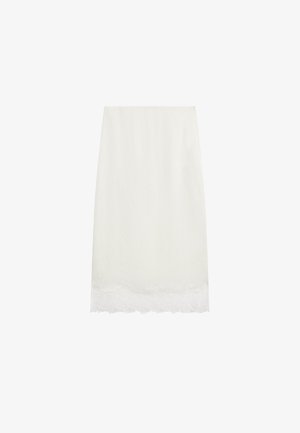 Massimo Dutti, FLOWING MIDI SKIRT WITH LACE DETAIL - Bleistiftrock - white