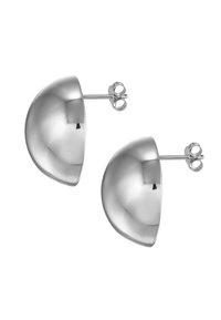 Sølvmetal stud ørestikker formet som halvkugler, med en glat, poleret overflade og standard post-back lukning.