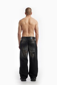 FAVELA KNEE DISTRESSED UNISEX - Traperice opuštenog kroja - black dod black washed