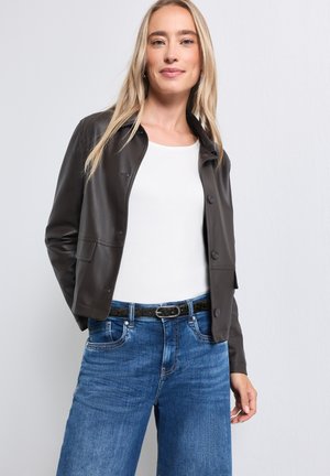 Street One, Long-sleeved Henley top in a melange look - Ceinture - auburn brown