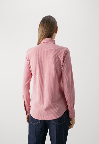 Polo Ralph Lauren LONG SLEEVE BUTTON FRONT  - Bluza z gumbi - bistro red/white
