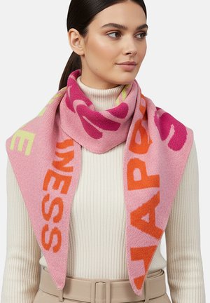 Faera, TRENDIGER SCHAL MIT POSITIVEM SCHRIFTZUG BUNT - Foulard - rosa