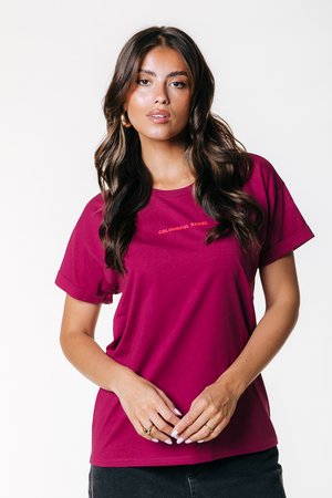 UNI LOGO BOXY TEE - T-shirt imprimé - bordeaux