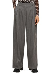 s.Oliver BLACK LABEL MELIERTE MIT WIDE LEG - Stoffhose - graphit