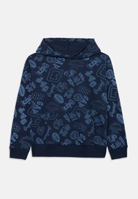 Felpa blu navy con loghi, testi e grafiche a tema sportivo in azzurro su tutta la superficie, inclusi i design "GAP" e "1969".