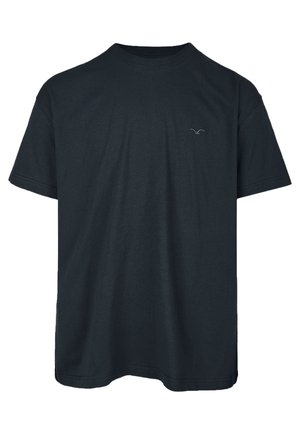 Black short-sleeve t-shirt made from soft cotton with a crew neckline and a small logo on the left chest area. Simple, casual design.