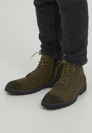 Lace-up ankle boots - forest night green