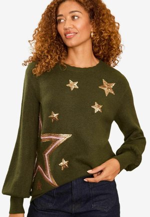 Love & Roses SUPER COSY CREW NECK - Strickpullover - khaki sequin