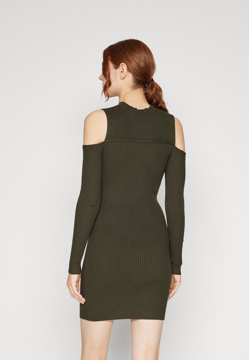 Even&Odd COLD SHOULDER BODICE NECKLINE MINI BODZCON DRESS - Jumper dress - khaki - Zalando Even&Odd COLD SHOULDER BODICE NECKLINE MINI BODZCON DRESS - Jumper dress - khaki - Zalando