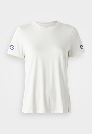 Valge lühikeste varrukatega T-särk, ümmargune kaelus, valmistatud sileda kangaga. Astitud sinised "G" ja "B" logod varrukatel ning külgsest lõhikutel.