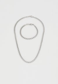 WHEAT CHAIN NECKLACE AND BRACELET UNISEX SET - Armbånd - silver-coloured