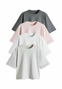 THE SET 4 PACK HEAVY WEIGHT RELAXED  - Trükipildiga T-särk - white/light grey/ light pink/ slate grey