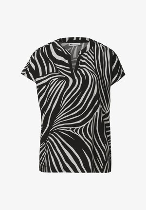 Street One, BLOUSENSHIRT WITH SPLIT NECK AND LEO-MUSTER - Blouse - black