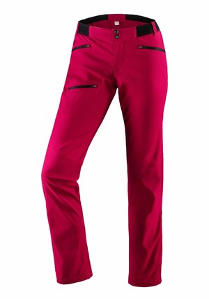 Fuchsia wandelbroek met een slank ontwerp, voorzien van twee met rits gesloten zakken en een knoopsluiting. Gemaakt van duurzaam, lichtgewicht materiaal.