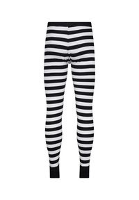 Sort-hvide stribede leggings med tætsiddende design, lavet af blødt stof og ribbede manchetter ved anklen for en sikker pasform.