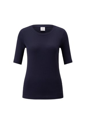 Navy blue short-sleeve t-shirt in a fitted design, made of soft fabric with a round neckline and a subtle brand label at the hem.