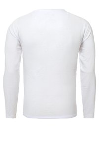 Wit T-shirt met lange mouwen, gemaakt van glad katoen, voorzien van een ronde hals en een eenvoudig, onopgesmukt design met minimale zichtbare naden.