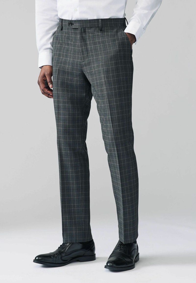 Next REGULAR FIT - TAILORED FIT TRIMMED CHECK  - Oblekové kalhoty - charcoal grey