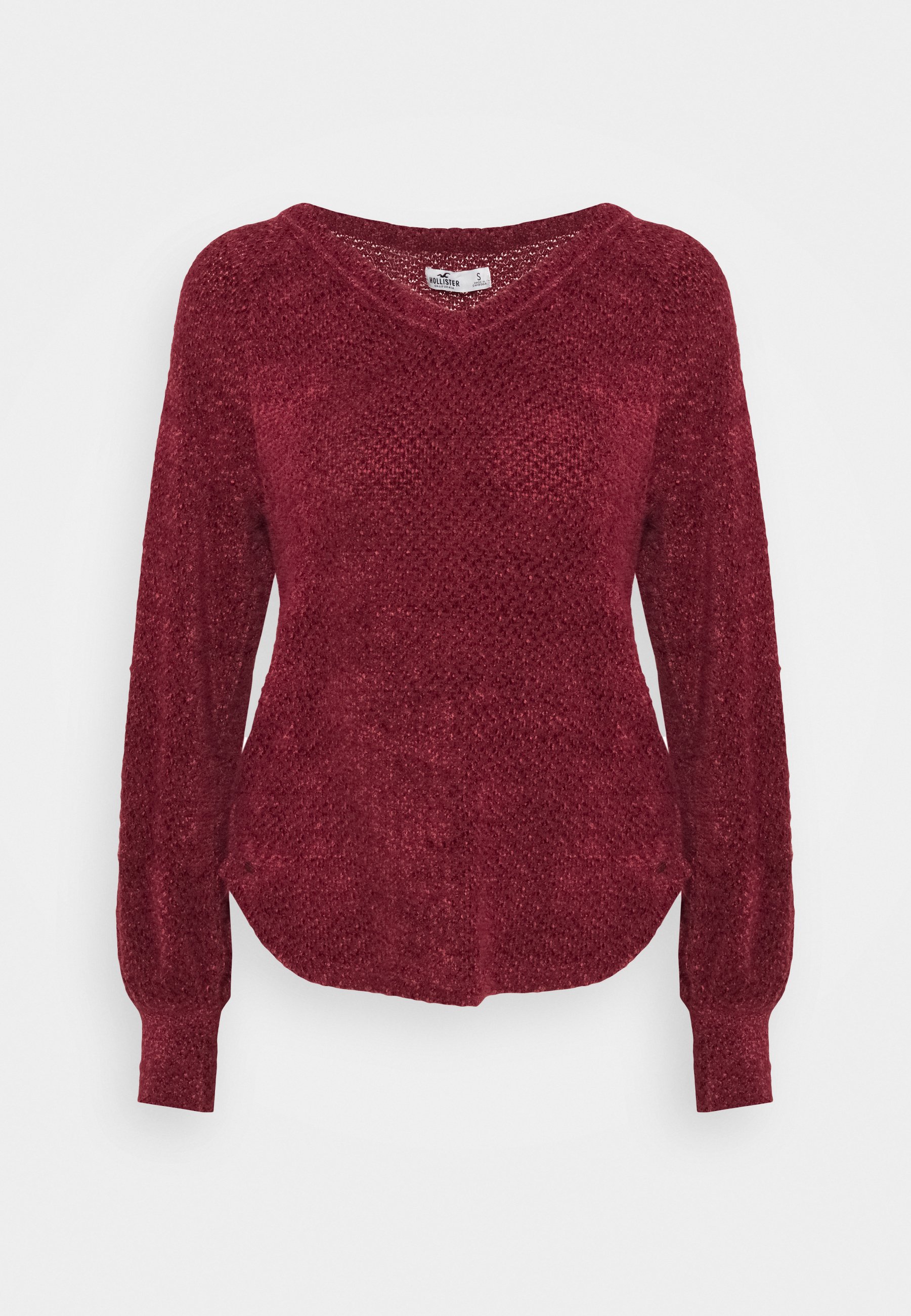 Hollister Co. EYELASH VNECK Trui burgundybordeauxrood Hollister Co. CABLE ICON VNECK Trui burgbordeauxrood
