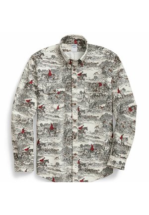 REGULAR FIT PRINTED FLANNEL  WITH BUTTON DOWN COLLAR - Overhemd - oatmeal
