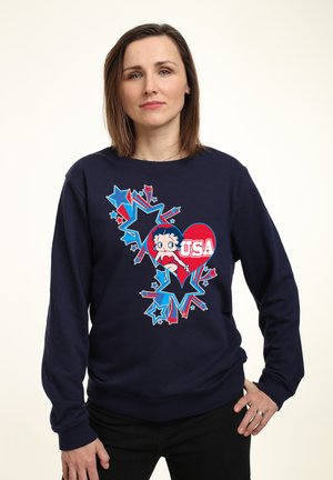 Henry Tiger BETTY BOOP AMERICANA USA STARS HEART - Mikina - navy blue