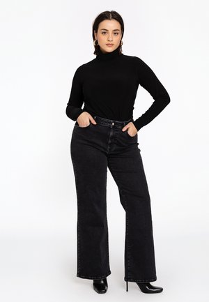MIT EINEM ELASTISCHEN BUND - Jean flare - black