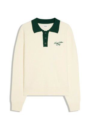 Bershka, EMBROIDERED POLO - JERSEY - T-shirt à manches longues - white
