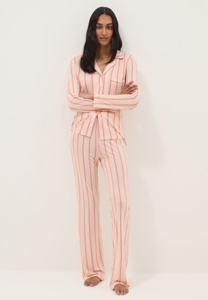 OVS, STRIPED PYJAMAS REGULAR FIT V NECK SET - Conjunto de pijama - light pink