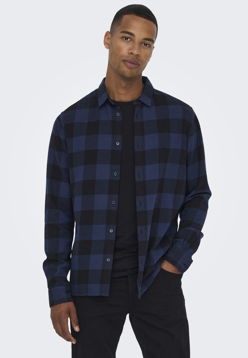 Only & Sons Men's Onsgudmund Checked Long Sleeve Shirt - Slim Fit 100% Cotton Shirt For Casual Wear